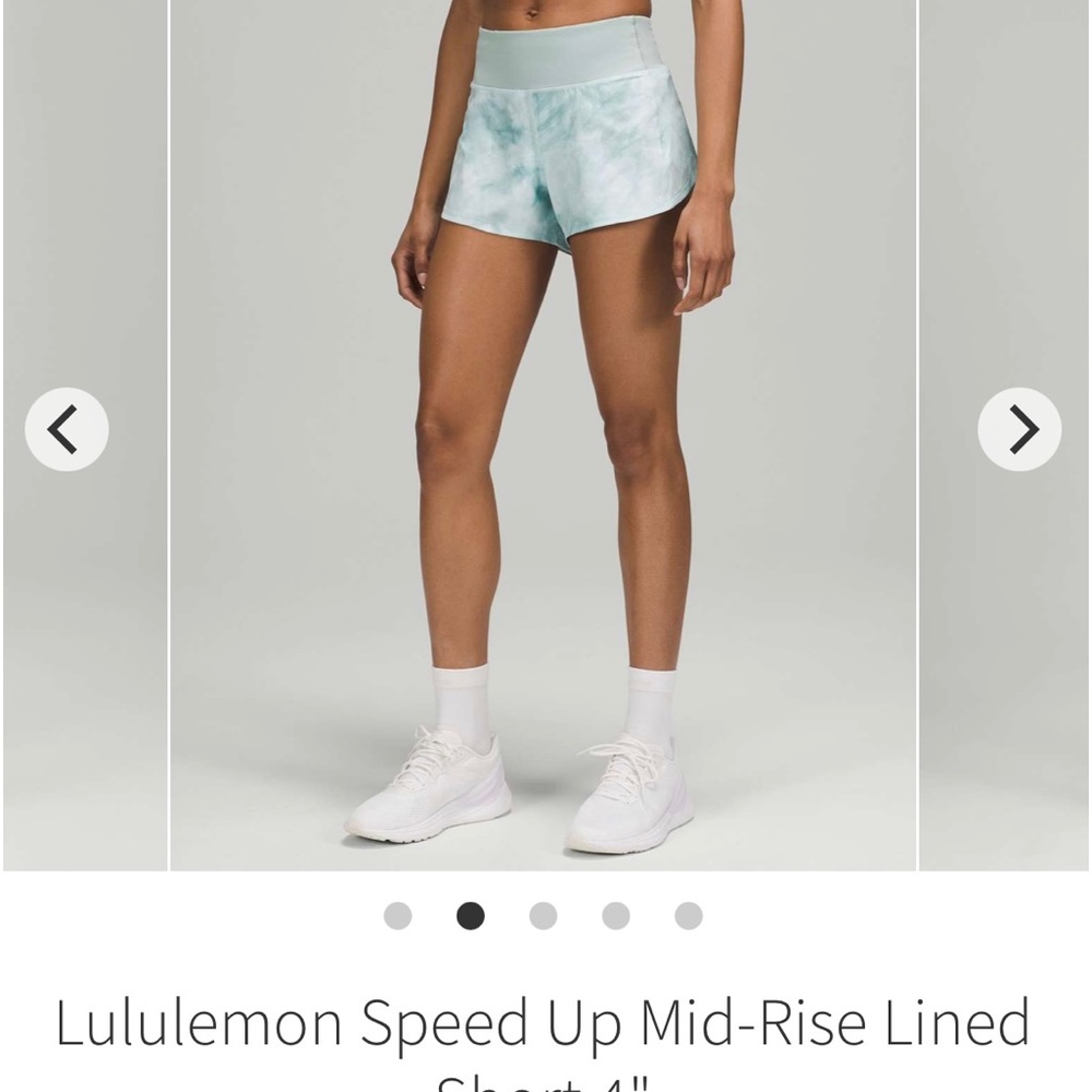 Lululemon SpeedUp mid rise lined short 4” sz 8 clr Diamond Dye White Sheer Blue
